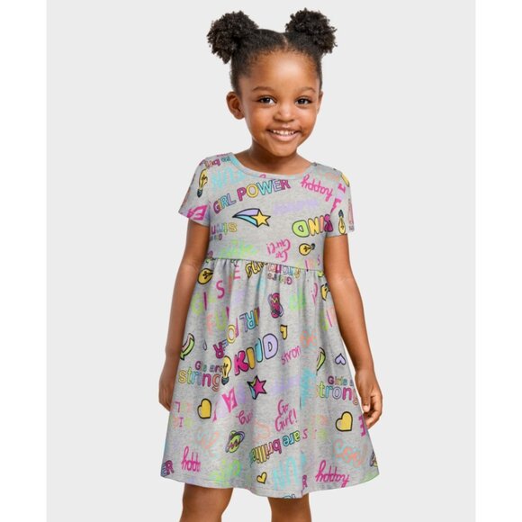 The Children's Place Grey Toddler Rainbow Girl Power Everyday Dress | 18-24mos - Picture 2 of 7